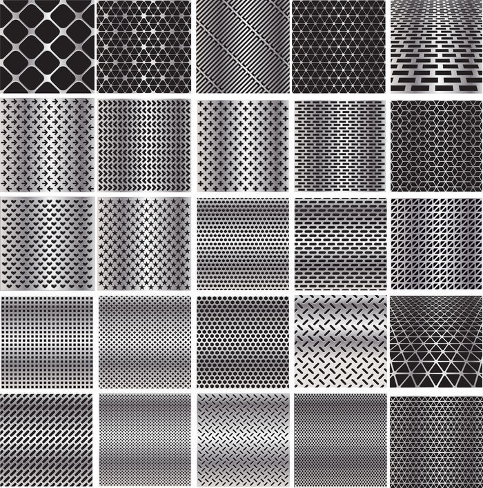A0957矢量AI设计素材  金属孔网纹理底纹材质蜂窝孔状背景图