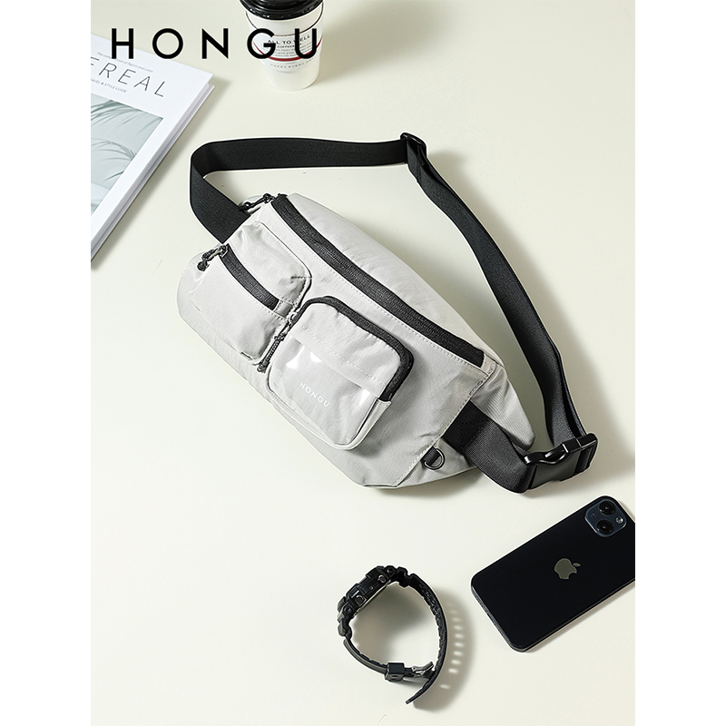 HONGU/红谷泼水多功能胸包运动休闲腰包百搭单肩包包H5265402