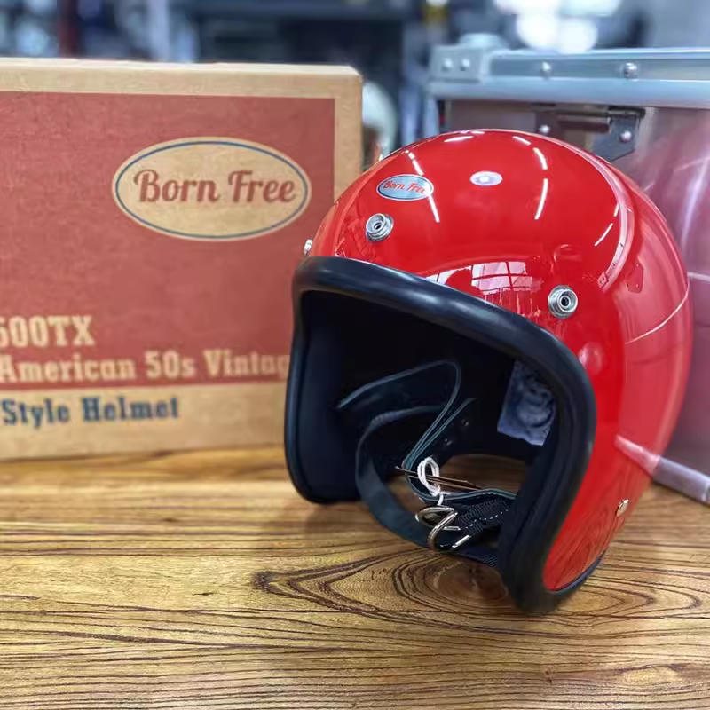 BornFree 500TX小盔体50年代哈雷摩托车骑士骑行男女复古电动头盔