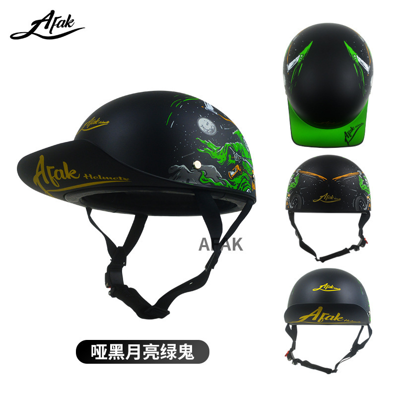 夏季棒球盔电动复古哈雷男女款摩托车头盔半盔3C认证