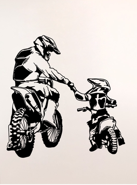 摩托车墙贴越野车贴机车贴纸墙壁极限运动剪影画摩托车店装饰竞技
