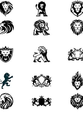 A0906矢量AI设计素材 欧美复古狮子纹章logo插画线稿图