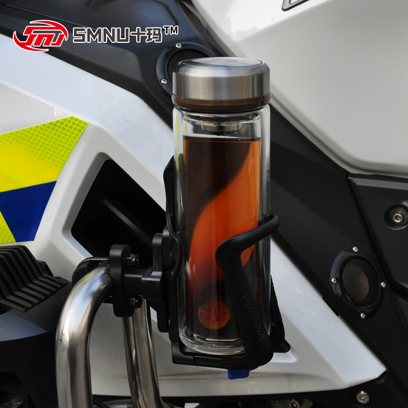 十玛摩托车水杯支架铝合金多功能改装通用保险杠水杯架摩旅装备