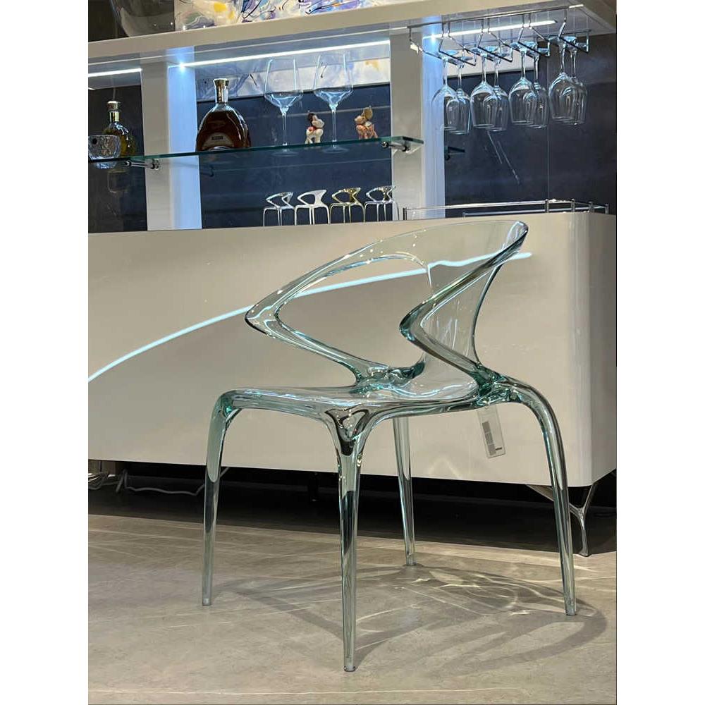 北欧亚克力餐椅家用带扶手透明椅子设计师水晶椅 AVA塑料休闲凳子