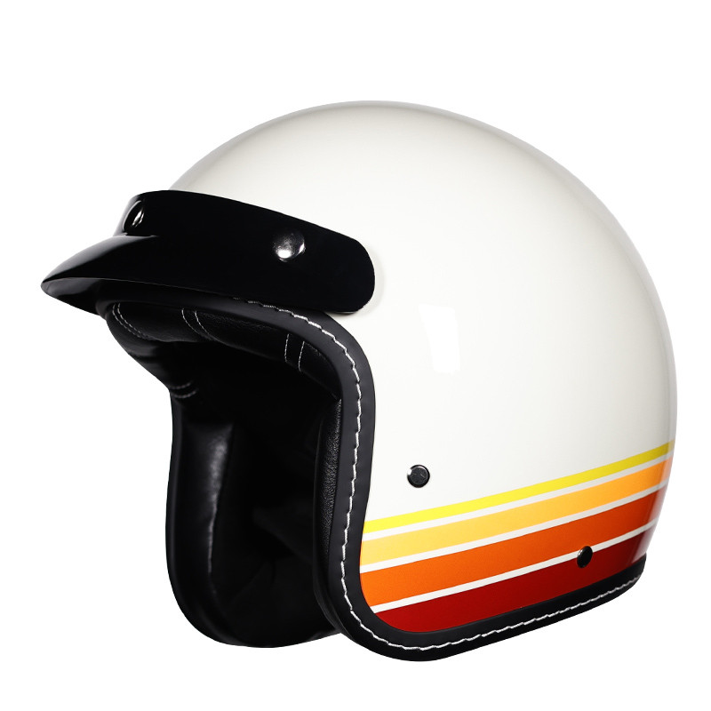 3C认证日式复古摩托车头盔男女电动踏板半覆式3/4半盔四季小