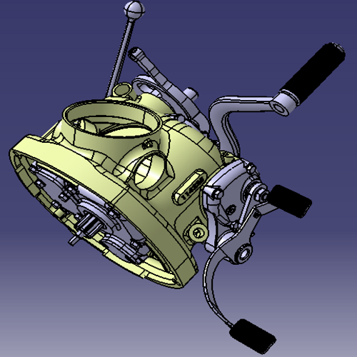 摩托车变速箱齿轮箱变速器3D三维几何数模型脚踏启动器换挡机构