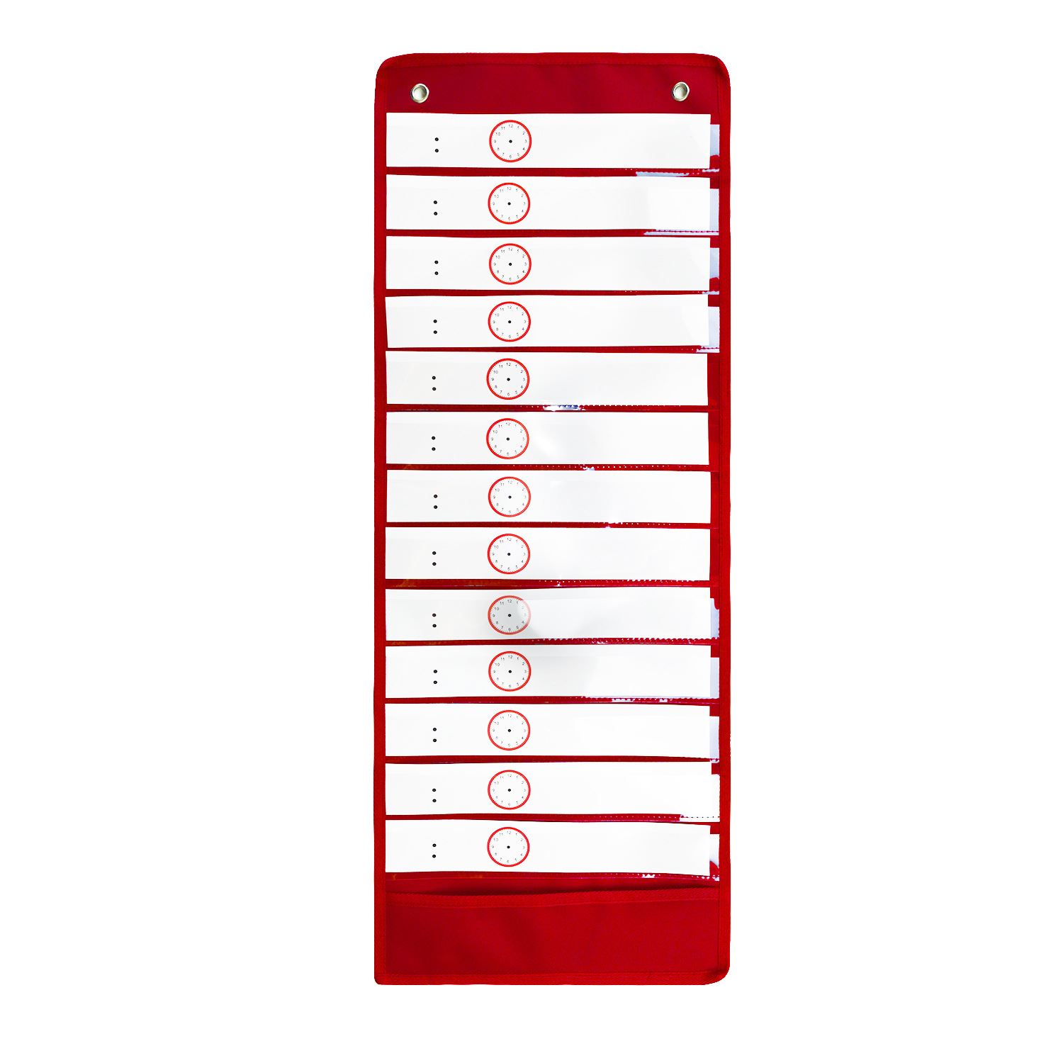 红色牛津布14层透明pet日历行程表卡片挂袋课堂安排计划墙上挂袋