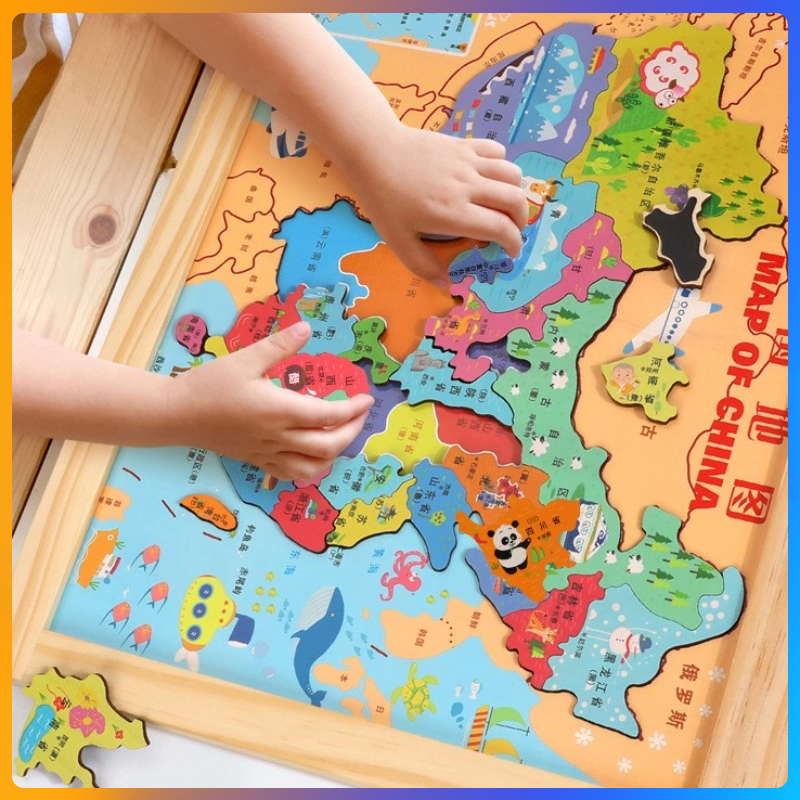 中国地图世界地图磁性拼图儿童地理认知早教益智木制玩具厂家直销