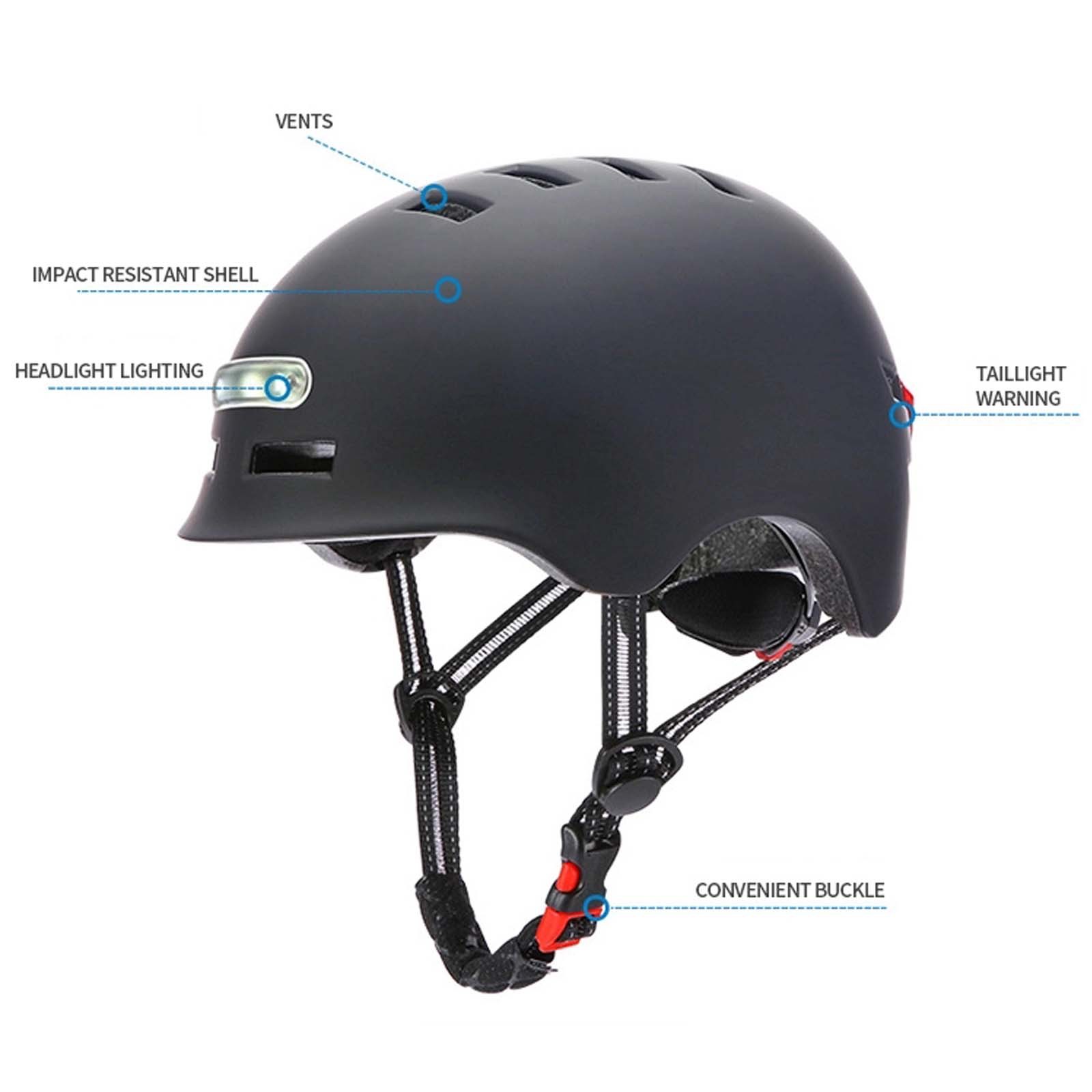 带灯照明警示一体安全帽电动滑板车自行车夜间闪灯头盔骑行安全帽