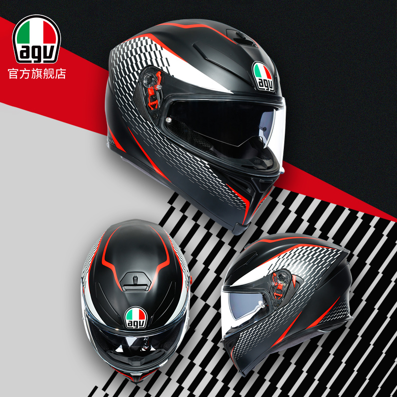 AGV摩托车头盔新款K5s男女赛车四季双镜片全盔3c认证轻量防雾机车
