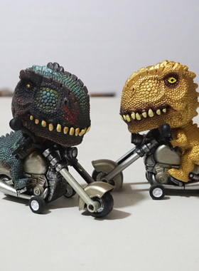 网红仿真动物机车摆件恐龙骑摩托模型男童益智惯性玩具礼物霸王龙