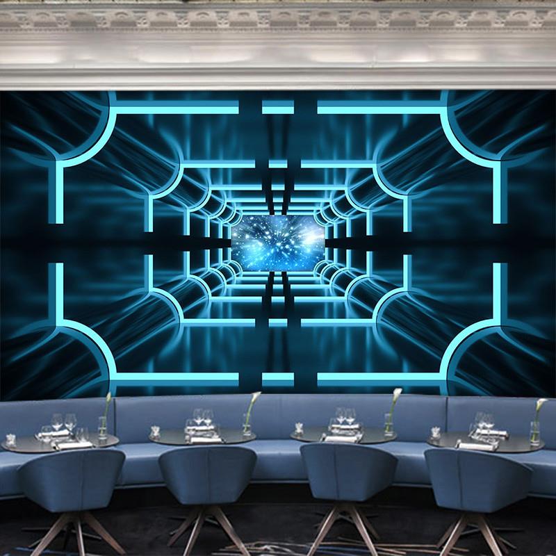 科幻电竞酒店宾馆背景墙纸网吧网咖科技主题壁纸公司影院前台壁画