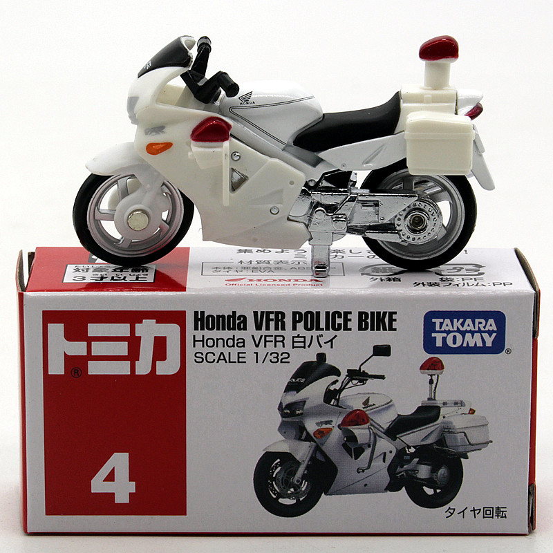 TOMY多美卡tomica合金车模型儿童玩具4号本田VFR警用摩托车 1比32