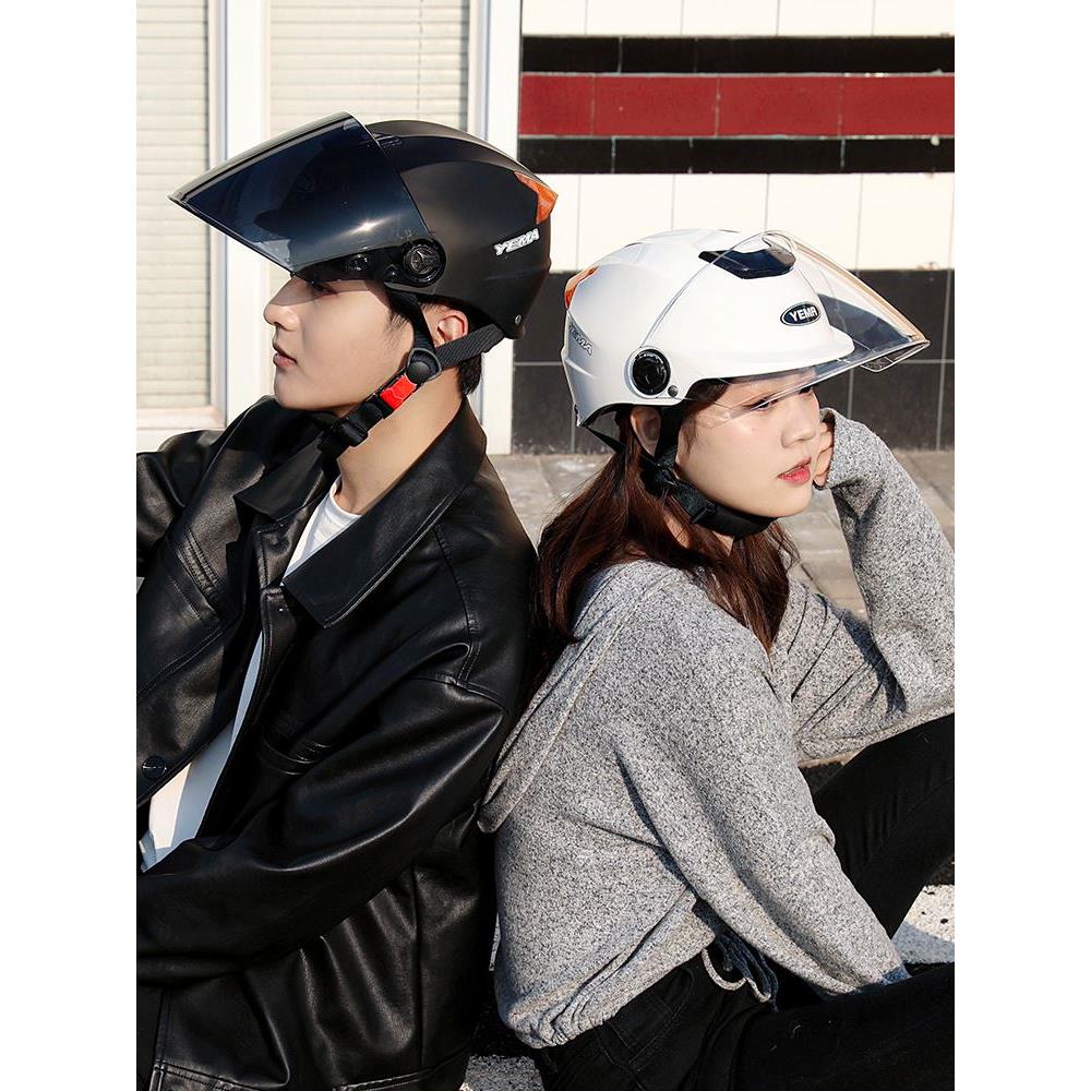 3C认证野马电动摩托车头盔男女夏季防晒半盔灰四季通用夏天安全帽