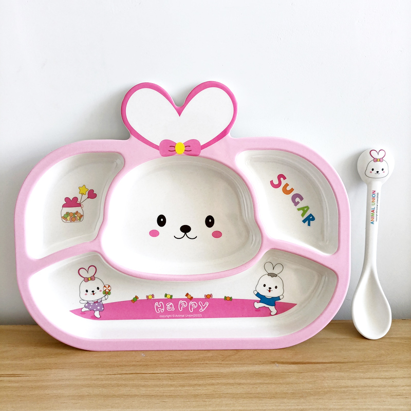 动物大联盟盘婴儿童餐盘家用分隔卡通可爱兔子小女孩宝宝碗勺杯子