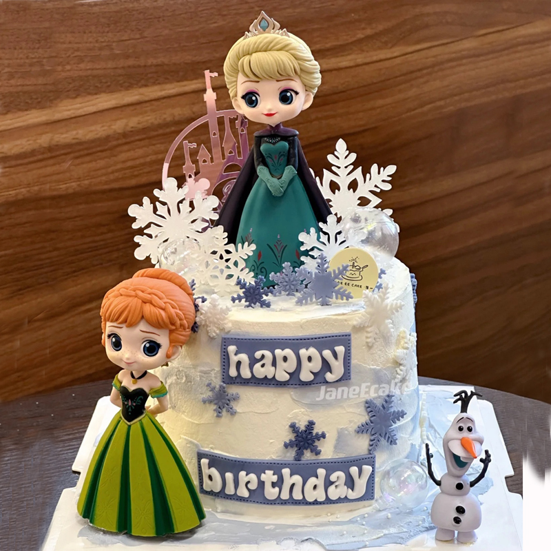女孩生日蛋糕装饰派对甜品卡通冰雪奇缘elsa安娜公主爱莎玩偶摆件