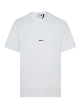MSGM男士字母logo图案简单设计休闲圆领套头短袖T恤衫银泰百货