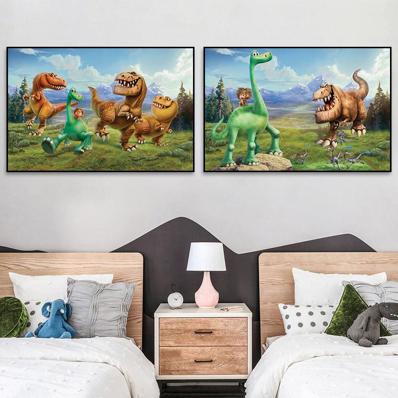 卡通恐龙装饰画幼儿园男孩房间儿童房挂画侏罗纪世界霸王龙壁画
