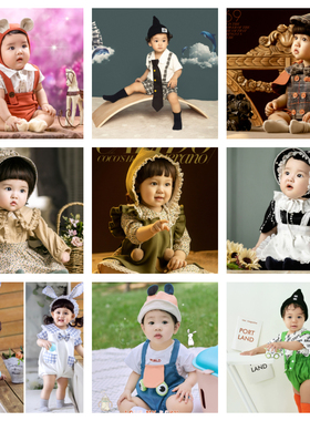 儿童摄影主题服装韩式风格造型套装满月百天周岁宝宝艺术拍照服饰