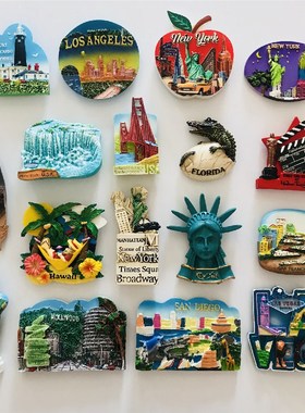 美国冰箱贴旅游纪念品纽约华盛顿旧金山自由女神洛杉矶3D立体磁贴