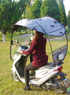 摩托电瓶车雨棚蓬加厚挡风防晒遮阳伞电动车罩防雨防紫外线