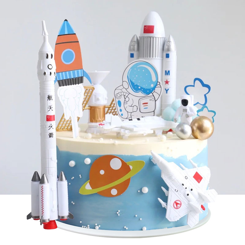 仿真蛋糕模型网红2024新款卡通太空主题男孩创意定制塑胶样品道具