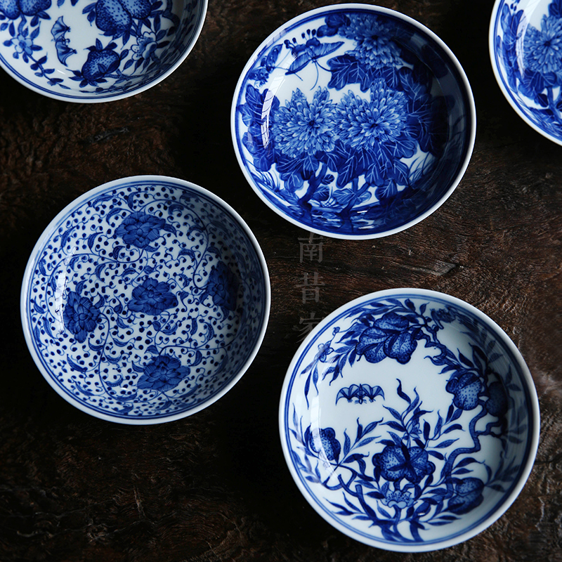 景德镇青花瓷盘子拍照餐具家用复古花纹陶瓷中式茶盘子古典中国风
