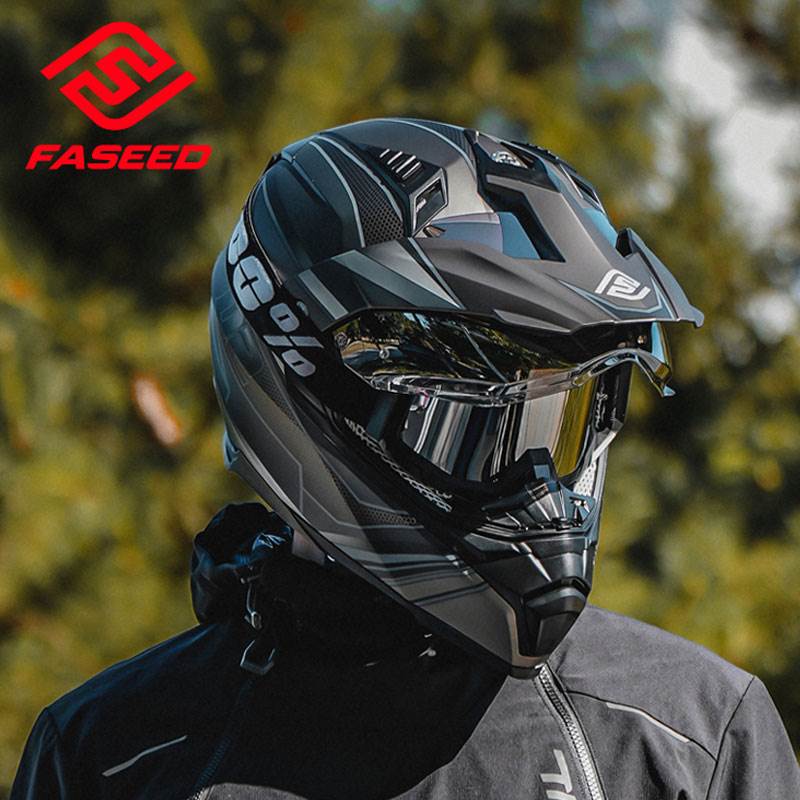 意大利FASEED摩托车头盔拉力盔男双镜片机车全盔摩旅公路越野盔