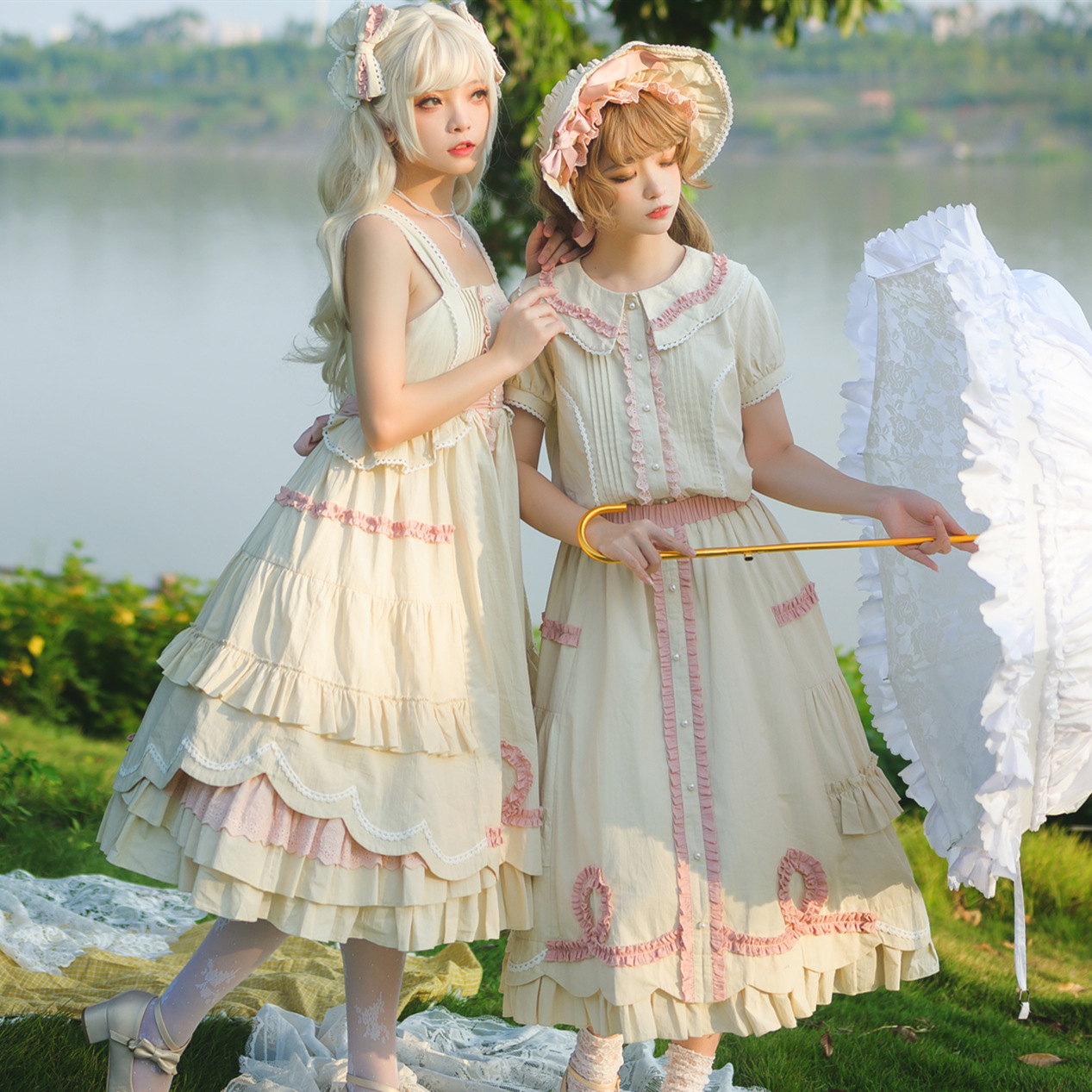 【莓林果果JSK】原创洛丽塔Lolita田园风洋装cla系甜美短袖吊带裙