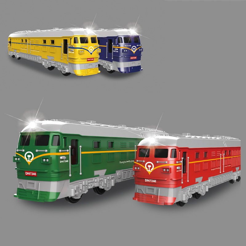 仿真惯性声光绿皮火车老式高铁列车灯光音乐儿童玩具生日礼物