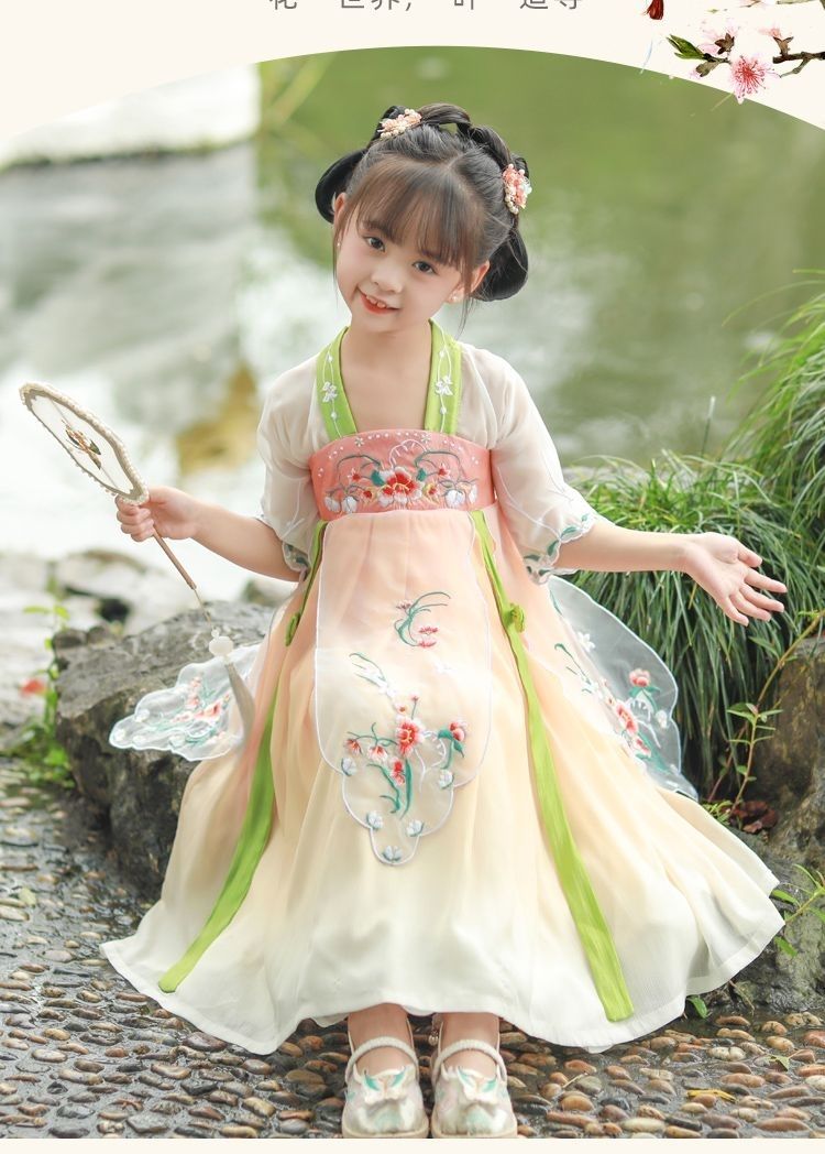 中国风汉服女童夏装连衣裙古代高级古装裙子儿童装改良公主裙夏季