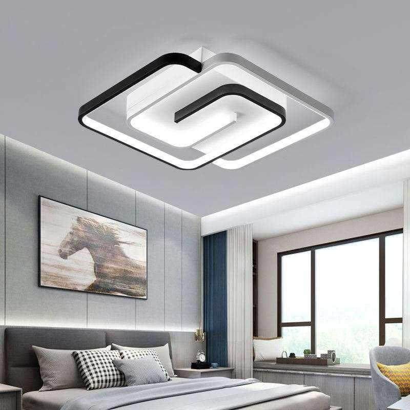 2021年新款卧室灯吸顶灯简约现代方形黑白搭配房间灯成套灯具套餐