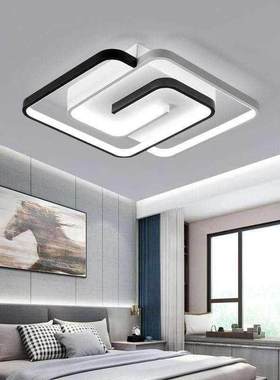 2021年新款卧室灯吸顶灯简约现代方形黑白搭配房间灯成套灯具套餐