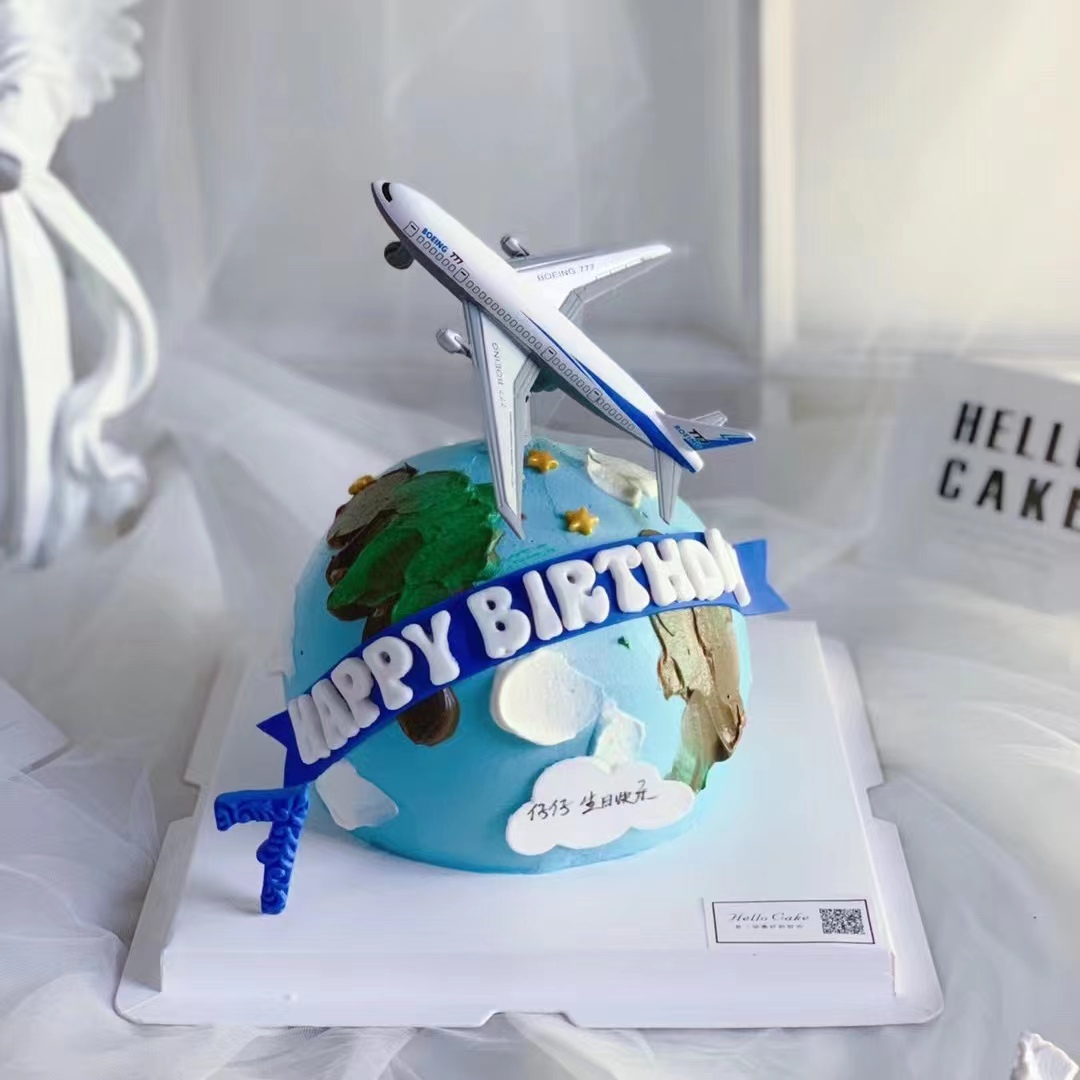 飞机蛋糕装饰摆件小飞机模型飞行员男孩飞机主题生日蛋糕插件配件