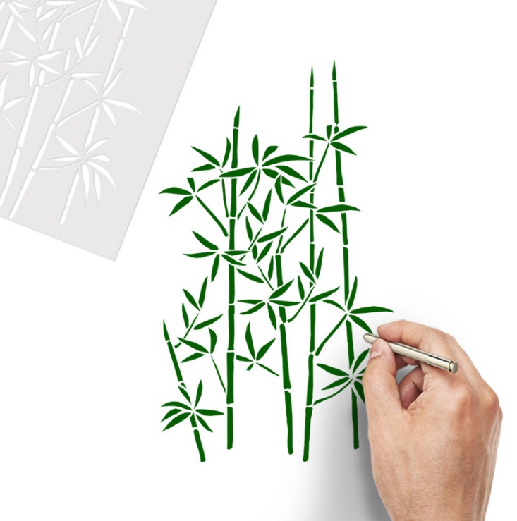 竹子创意涂鸦镂空手抄报绘图模板相册主题花边尺绘图模板喷花模