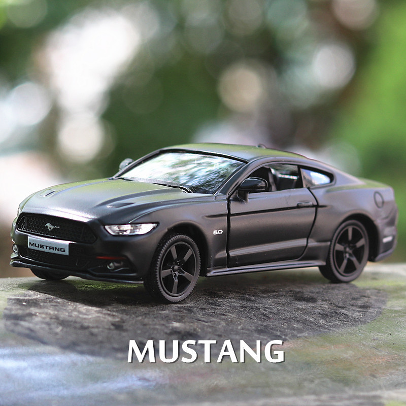 福特野马仿真合金汽车模型双开门Mustang回力车男孩玩具生日礼物