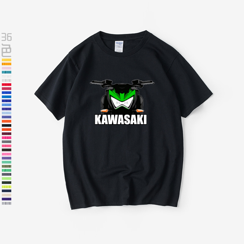Kawasaki川崎忍者H2机车摩托车T恤短袖大码衣服男女圆领大码宽松