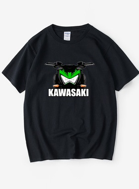 Kawasaki川崎忍者H2机车摩托车T恤短袖大码衣服男女圆领大码宽松