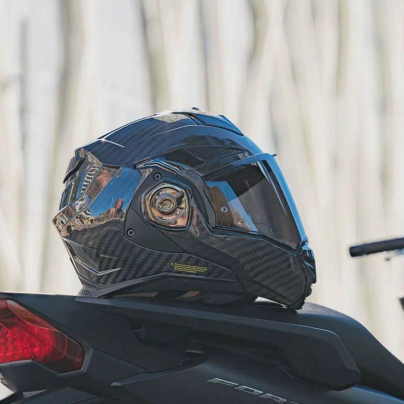 LS2碳纤维摩托车头盔后空翻双镜片揭面盔防雾男女机车全盔四季901
