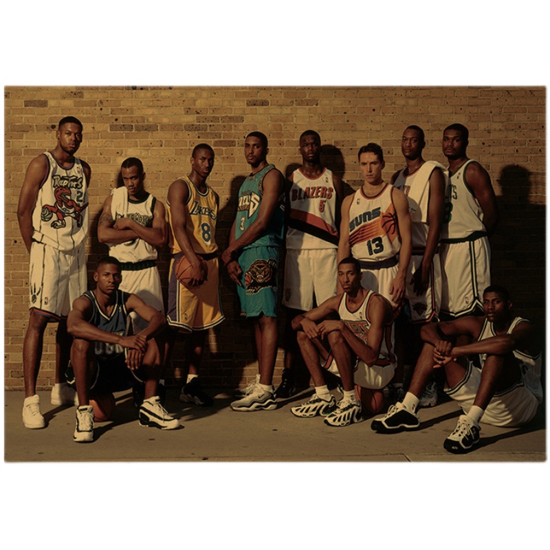 96黄金一代 篮球明星复古写真海报NBA球星装饰画卧室宿舍壁纸贴画