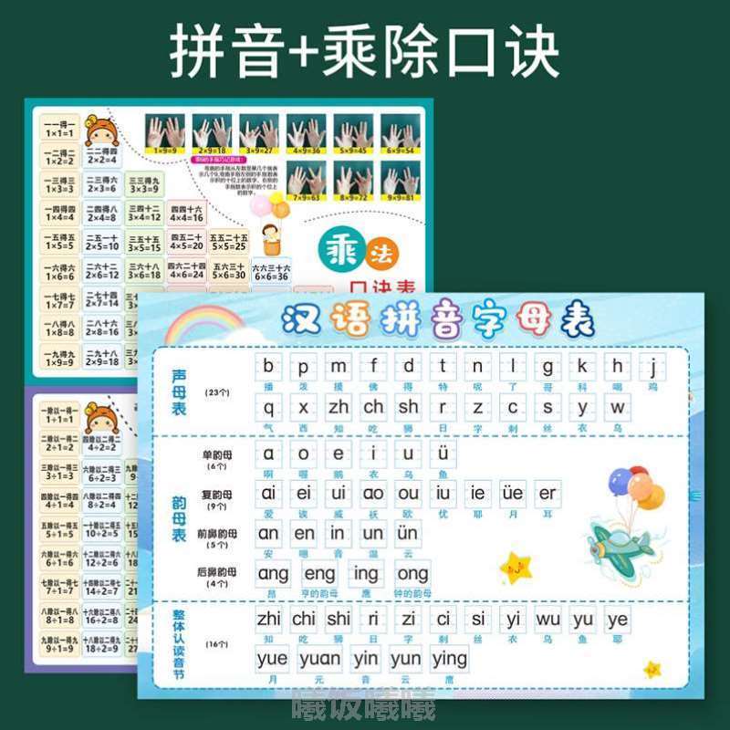 读音节拼音字母全表韵母认汉语个26墙贴整体一年级声母表挂图拼读