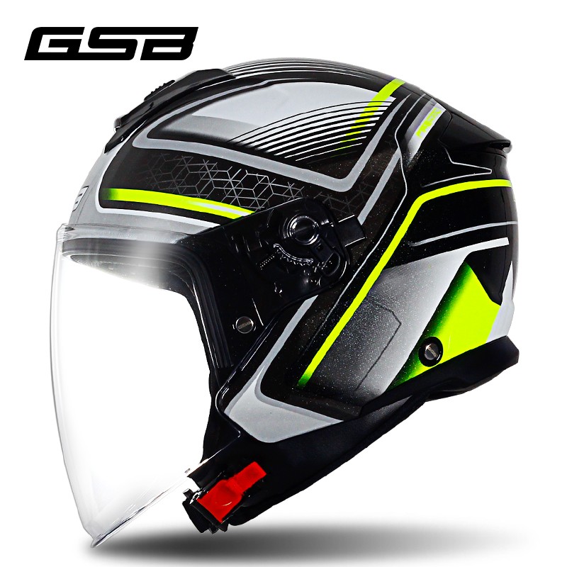 新款gsb摩托车头盔男四季通用复古半盔女士3C认证电动骑行安全透