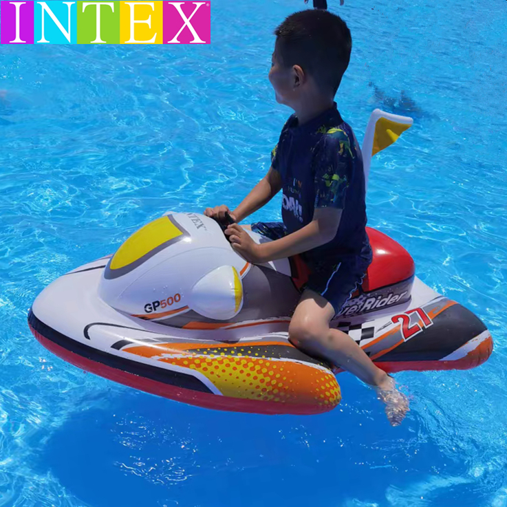 男女宝宝充气游泳圈水上摩托艇坐骑儿童戏水玩具加厚飞艇浮排坐圈