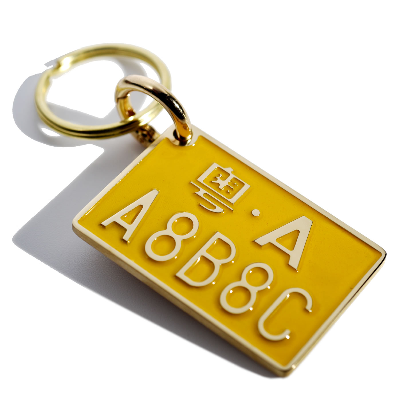 机车钥匙创意定制雕刻照片摩托车黄牌钥匙扣车标钥匙牌不锈钢黄铜