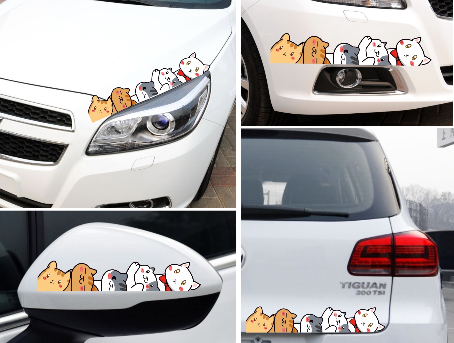 卡通可爱小动物猫咪贴纸车门划痕遮挡车身遮盖创意个性车贴装饰