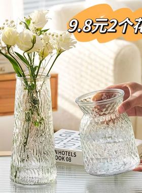 简约现代欧式创意玻璃花瓶透明水养插花玫瑰百合富贵竹餐桌摆件
