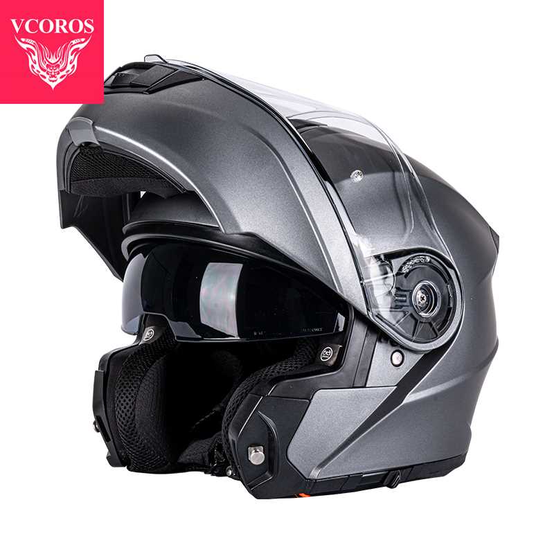 新款VCOROS摩托车头盔男女双镜片揭面盔机车全盔四季冬季防雾大码