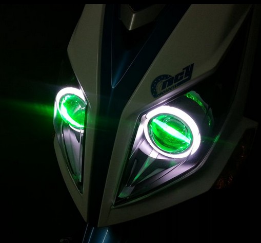 金城摩托车200T-8越途前大灯改装氙气灯天使眼恶魔眼LLED透镜总成