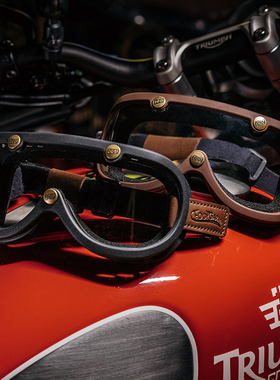 福禄车库复古机车哈摩托雷通用大框防风镜护目镜可戴眼镜3/4半盔