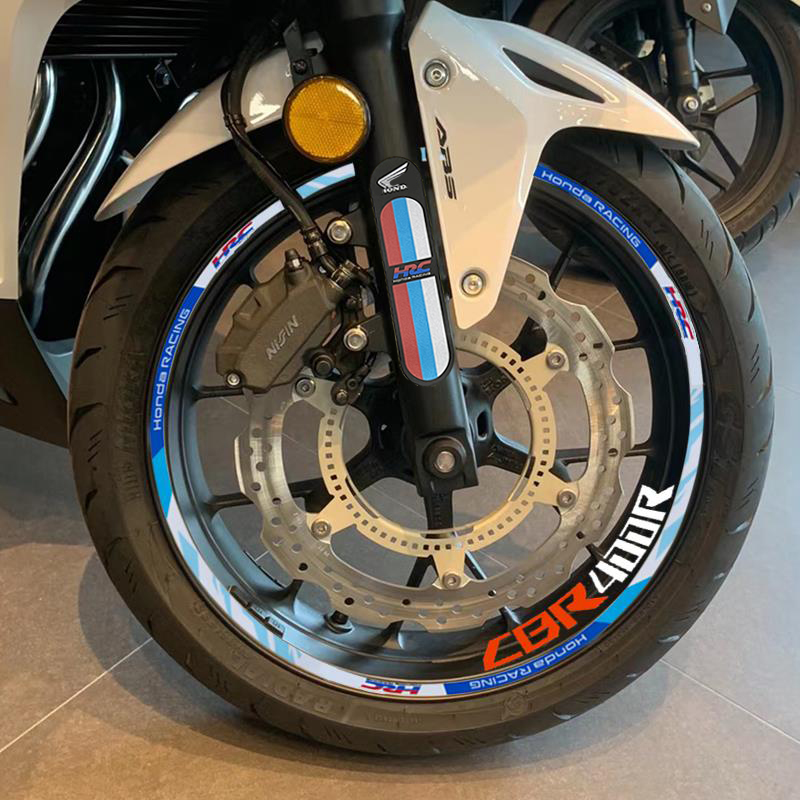 摩托车反光轮毂圈贴适用本田CBR400R仿赛轮胎钢圈防水字母前叉贴